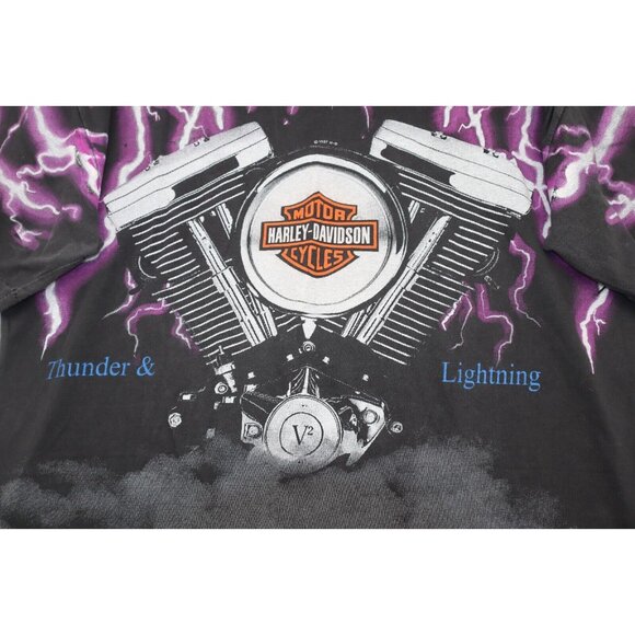 Vintage 1987 Harley Davidson Thunder and Lightning Single Stitch Tshirt XL - Picture 5 of 12